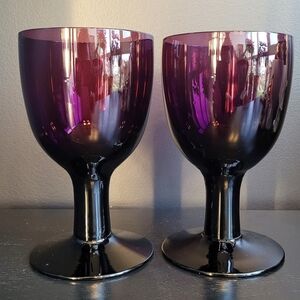 MCM 1950s Amethyst Goblets Sara Hopea Untracht for Nuutajärvi Wine Glasses x2